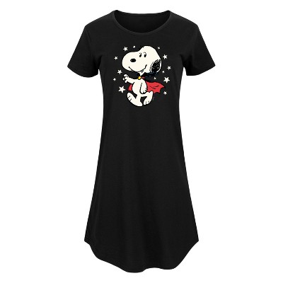 Women's - Peanuts - Snoopy Vampire Stars Glow In The Dark Graphic T-shirt Dress