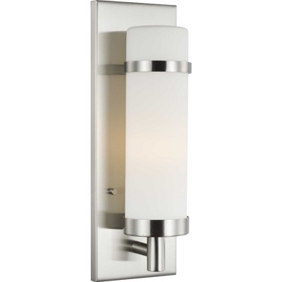 Hartwick Brushed Nickel Wall Sconce with Etched Opal Glass