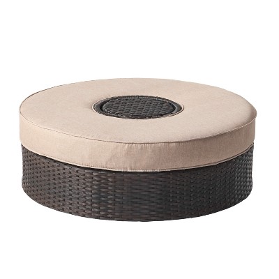 GDFStudio Boden Outdoor Wicker and Aluminum Ottoman with Ice Bucket