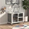 Akoasm Desk And Side Table Sized Wooden Waterproof Rabbit Hutch & Cage With Wheels Indoor-Gray - 3 of 4