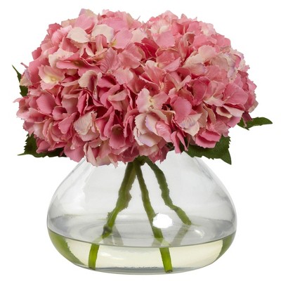 Elegant Blue Hydrangea Arrangement in Illusion Water Vase