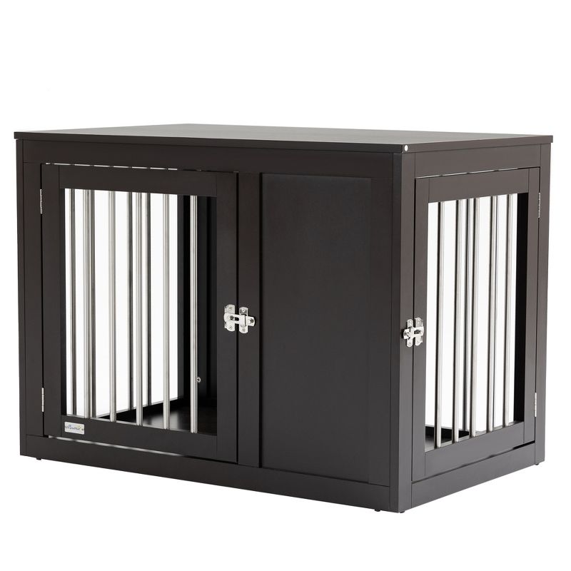 PawHut Wooden Dog Crate Furniture Wire Pet Cage Kennel, End Table with Double Doors, and Locks, for Medium and Large Dog House Indoor Use, 1 of 7