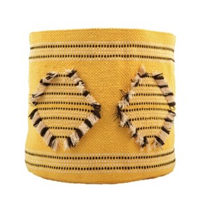 VIP Cotton 12 in. Yellow Diamond Pattern Basket with Lining - 1 of 2
