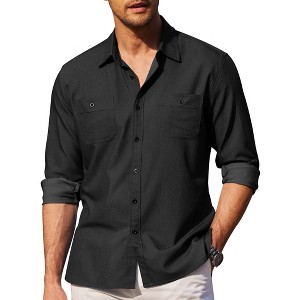 COOFANDY Mens Casual Button Down Shirts Long Sleeve Wrinkle Free Untucked Dress Shirts S-XXL - 1 of 4
