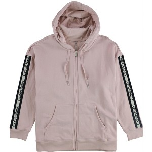 Calvin Klein Womens Logo Stripe Hoodie Sweatshirt, Pink, 1X - 1 of 2