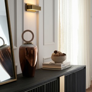 Decorative Glass Jar with Resin Lid - Metallic Finish Glam Home Accent for Living Room, Bedroom, or Office - Elegant Modern Vase - Bronze & Copper - 1 of 4