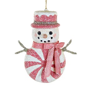 Bethany Lowe 3.5 Inch Hot Pink Peppermint Snowman Ornament ...