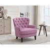 Vintage Lounge Chair with Nailhead Trim, Chair with Curved Backrest for Living Room, Wood Frame Chair with Polyester Cushion-Coolbibila - 3 of 4