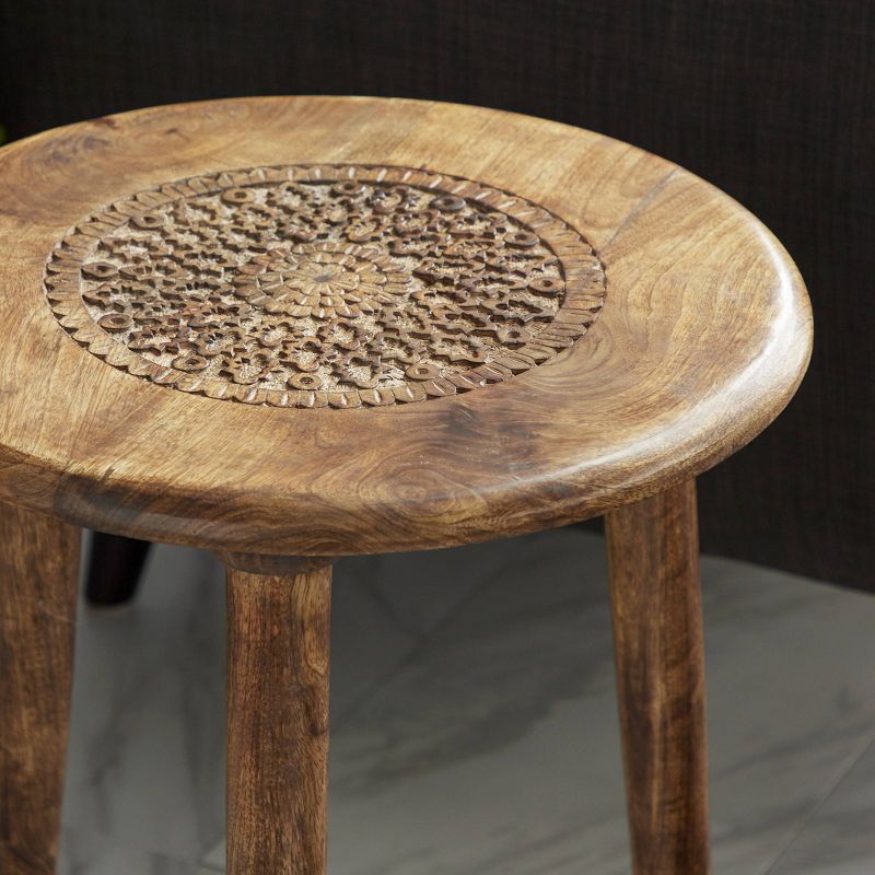 Carved Mango Wood Tripod Table Brown - Olivia &#38; May, 4 of 9