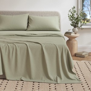 Ultra-Soft Cotton Heathered Melange Jersey Knit Sheet Set - Great Bay Home - 1 of 4