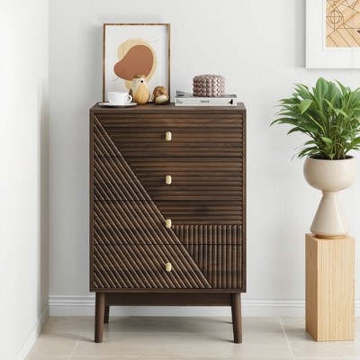 Lirago 4 Drawer Dresser Modern Wardrobe Chest of Drawers Wooden Storage Cabinet Accent cabinet with doors