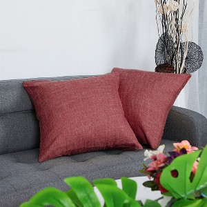 PiccoCasa Linen Blank Cotton Lined Cushion Decors Square Throw Pillowcases 2Pcs - 1 of 4