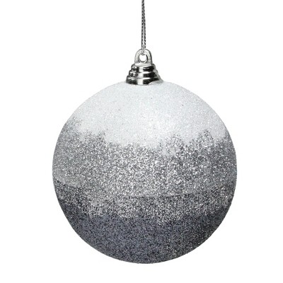 Northlight 3" Silver and White Glitter Drenched Christmas Ball Ornament