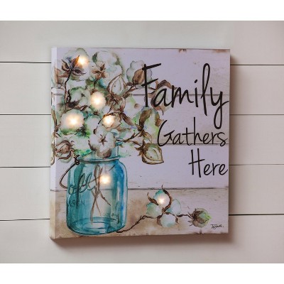  Evergreen Cypress Home Family Gathers Here LED Canvas Wall Decor 