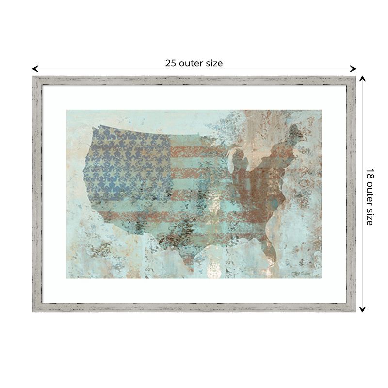 Amanti Art Vintage USA Map by Marie Elaine Cusson Wood Framed Wall Art Print 25 in. x 18 in., 4 of 7