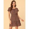 Allegra K Women's Flutter Sleeve Elastic Waist Swing Ruffle Hem Floral Dress - 3 of 4