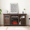 60" Modern Farmhouse TV Media Stand with 2 Doors Cabinet and 18" Electric Fireplace Insert, Large Barn-Style Entertainment Console for Living Room - 2 of 4