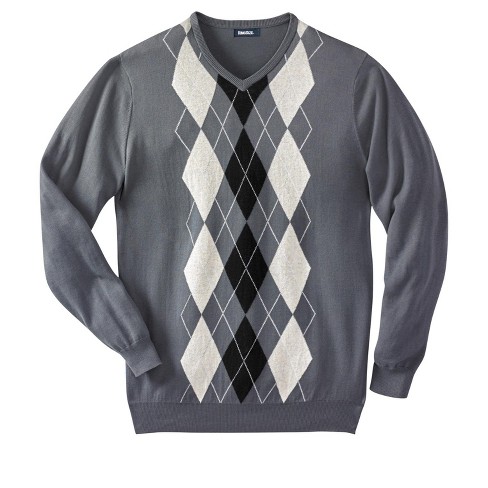 Kingsize Men's Big & Tall V-neck Argyle Sweater - Tall - 4xl, Steel Argyle  : Target