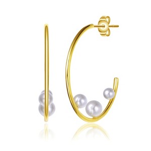 Guili 14K Gold Plated Pearl Open Hoop Earrings for Jewelry Enthusiasts Featuring Sophisticated Design and Perfect Sparkle for Any Occasion - 1 of 2