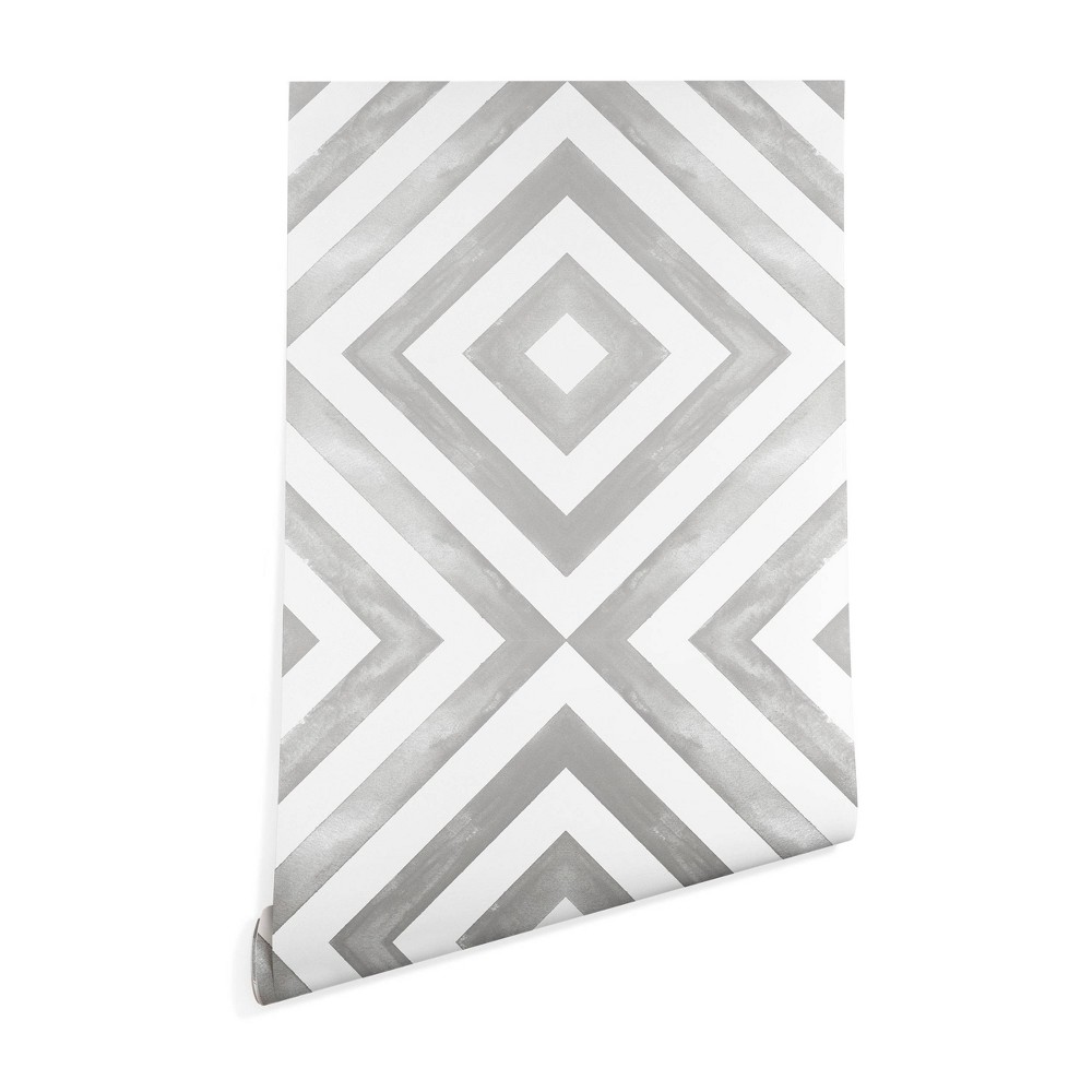 Photos - Wallpaper 2' x 4' Little Arrow Design Co Diamonds In Gray  Gray - Deny Designs: Self-Adhesive, Modern Style, Peelable