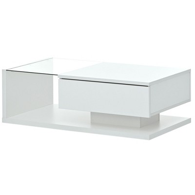 NicBex 39.3 Inch Rectangle Coffee Table with High-Gloss UV Tabletop and Drawer,Wooden Cocktail Table for Living Room,Bedroom