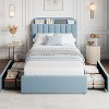 TackView Velvet Twin Bed Frame with Storage Headboard Drawer - Upholstered Platform Bed for Kids & Teens, Easy Tool-Free Assembly - 4 of 4