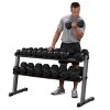 Body Solid Rubber Dumbbell Set with 2 Shelf Rack and Vinyl Mat - 5-50lbs - image 2 of 4