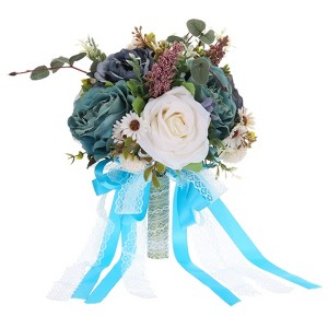 Unique Bargains Silk Wedding Artificial Flowers Bouquet 1 Pc - 1 of 4