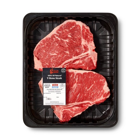 Usda Choice Angus Beef T-bone Steak - 1.36-3.50 Lbs - Price Per Lb - Good &  Gather™ : Target