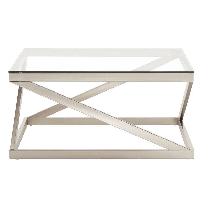 Severin Glass Top with Brushed Nickel Coffee Table Silver - Inspire Q, 3 of 6