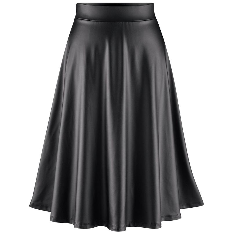 Collections Etc Stylish Faux Leather Full Sweep Comfortable Skirt, 3 of 5