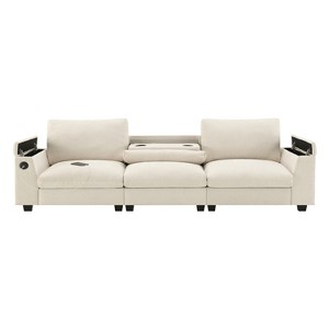 VYNXARIA Chenille Sectional Sofa with Bluetooth Speaker,Comfy Cloud Couch Set£¬Beige - 1 of 4