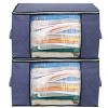 2Pcs Clothes Storage Bag 90L Large Capacity Foldable Closet Organizer w/ Thick Fabric Clear Window Dual-Zipper - 2 of 4