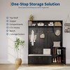 78.8" Hall Tree with Coat Rack, 4 Shoe Cubbies, Bench, Hooks & Shelves – Freestanding Farmhouse Entryway Storage Cabinet for Hallway or Bedroom - 3 of 4