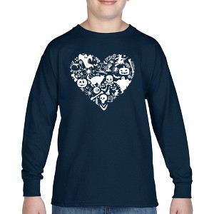 LA Pop Art Halloween Heart - Boy's Word Art Long Sleeve T-Shirt - 1 of 4