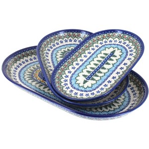 Blue Rose Polish Pottery 8600 Vena 3 Piece Oval Serving Set - 1 of 1
