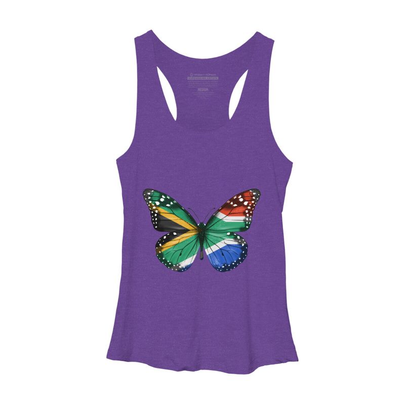 Women's Design By Humans Butterfly Flag Of South Africa By GiftsIdeas Racerback Tank Top, 1 of 3