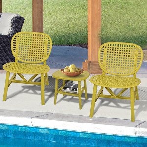 3 Piece Outdoor Patio Furniture Set, Conversation Bistro Set with Coffee Table & 2 Chair,Patio Table Chair Set for Balcony Backyard - 1 of 4