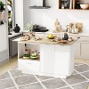 Famapy White Base Oak Table Kitchen Island With 2 Doors and 1 Drawer - 3 of 4