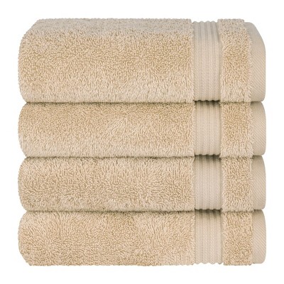 Premium Beige Turkish Cotton 4-Piece Hand Towel Set