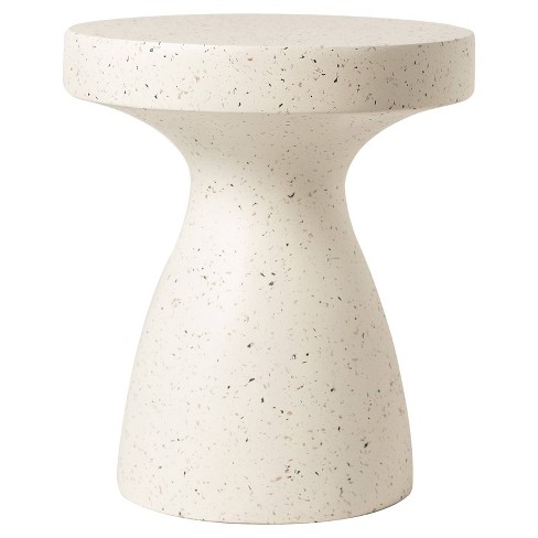 LeisureMod 16” Wide Round Side Table in Fiberstone with Hourglass Pedestal Design for Indoor and Outdoor Use Wisp Collection in Terrazzo - image 1 of 4