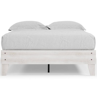 Whitewash Chic Full Platform Bed with Storage Drawer