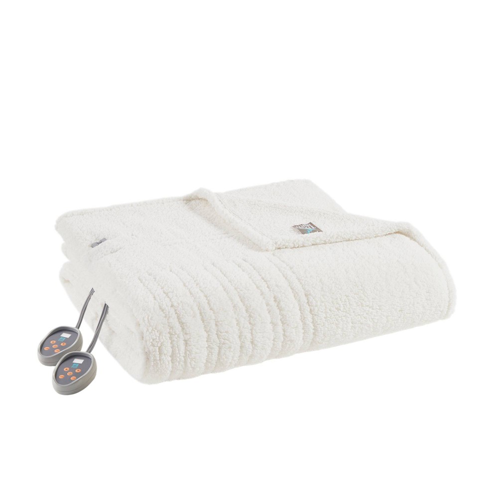 Photos - Duvet Full Faux Shearling Electric Blanket Ivory: True North by Sleep Philosophy, Machine Washable, Lightweight