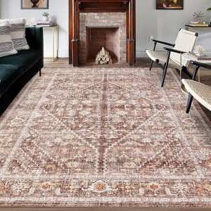 TackView Washable Low Pile Soft Design, Non-Slip, Stain Resistant, Vintage Distressed, for Living Room, Kitchen, Entryway - 1 of 4