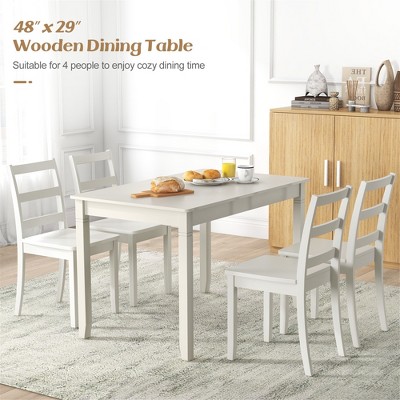 Cream White Rectangular Wooden Dining Table with Rubber Wood Legs