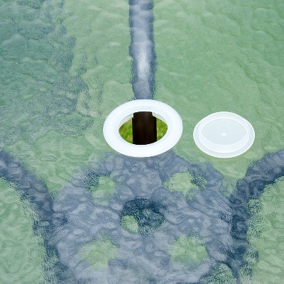 Black 6 Piece Patio Dining Set with Umbrella and Glass Table