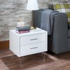 Vynxaria Deoss Accent Table - 2 Drawers with Metal Glides, Wooden Frame & V-Shape Metal Legs, Rectangular Nightstand - 3 of 4