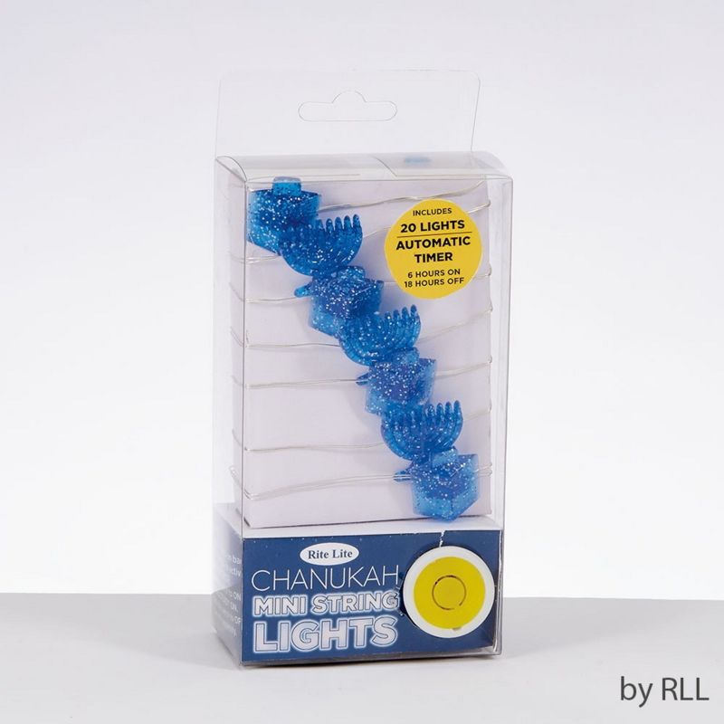 Rite Lite 20 Battery Operated Blue Micro LED Hanukkah Micro String Lights - 6 ft Silver Wire, 2 of 4