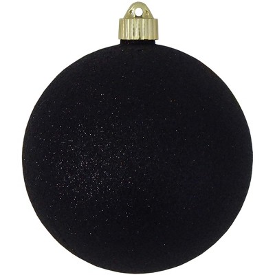 Black Glitter 6" Shatterproof Plastic Christmas Ornaments Set