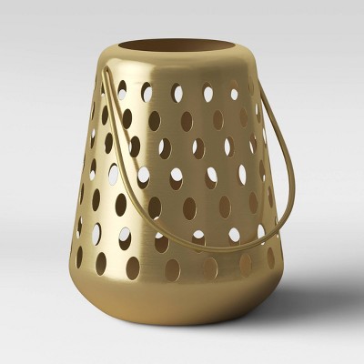 Small Metal Perforated Outdoor Lantern Gold - Opalhouse™